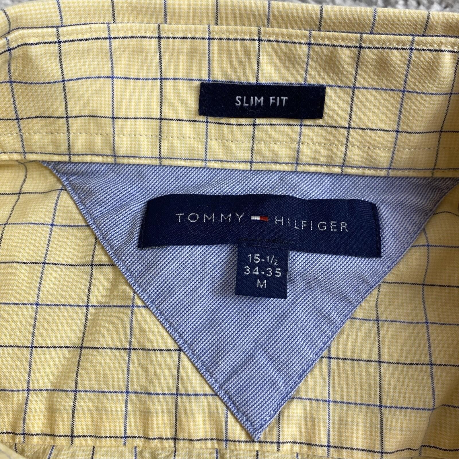 Tommy Hilfiger Shirt Men's Button Down Long Sleeve Yellow Striped Size Medium thumbnail 6