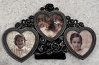 Vtg Russ Pewter Picture Frame Roses & Hearts Design ~Fits 3 2"×2"photos Romantic
