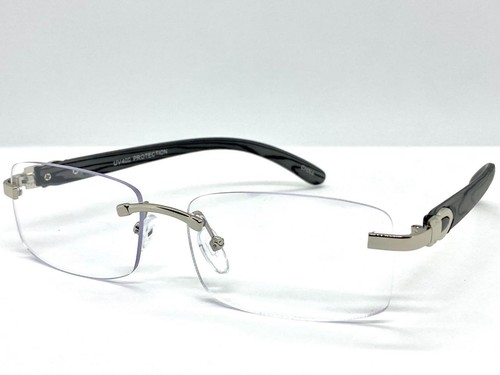 EDEL EDEL ELEGANT klare Gläser BRILLE randlos Silber & Holzgestell - Bild 3 von 8