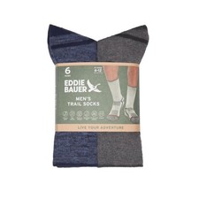 Eddie Bauer Men's 6-Pack Trail Sock, One size fits men's shoe sizes 6-12 US,