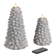 Martha Stewart by Luminara 6" & 9" Glitter Holiday Tree Candles with Remote