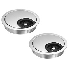 2 Pcs Desk Grommet 2.4 Inch,Zinc Alloy Round Desk Hole Cover,60mm,Silver