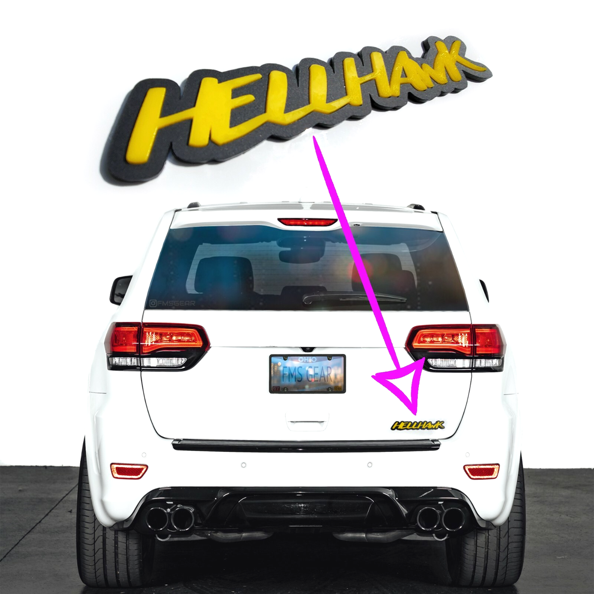 1 HELLHAWK Emblem fits Jeep Trackhawk Grand Cherokee Door or