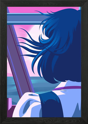 Mädchen Lofi Sonnenuntergang Gerahmtes Wandbild Poster Leinwanddruck Bild