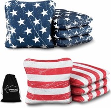 Professional Cornhole Bags Set of 8 - Dual Sided Stick Slide Suede/Woven - P