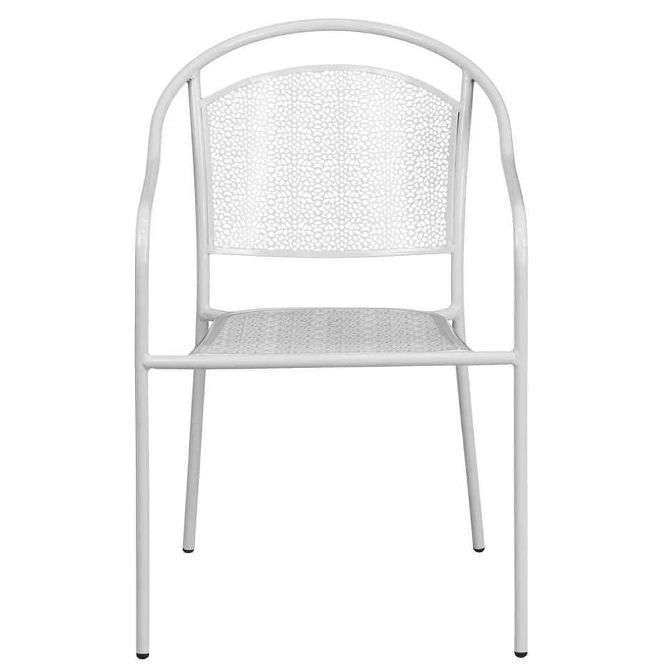 Commercial Grade White Indoor-Outdoor Steel Patio Arm Chair with Round Back - Image 2 of 4