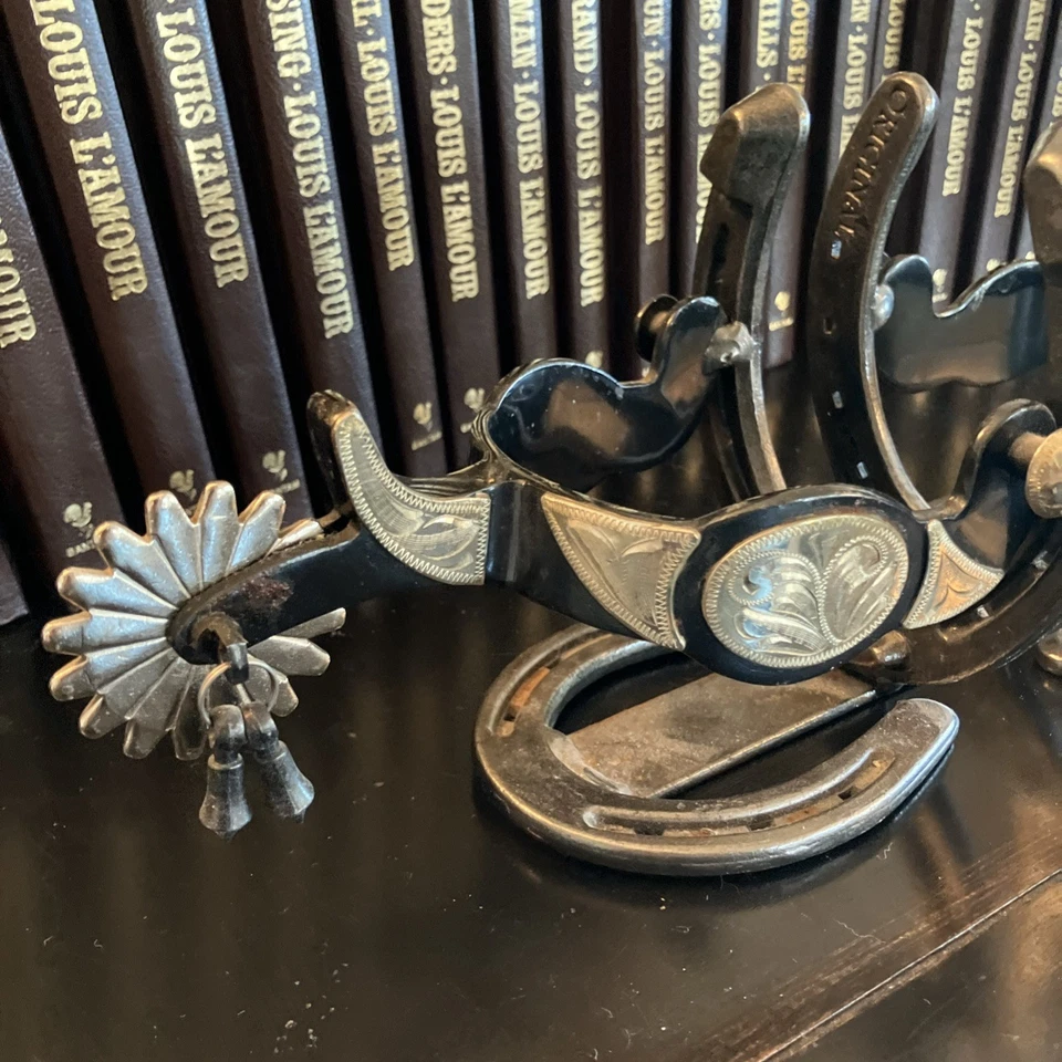 Portabotellas de Vino Acero Negro Jingle Bob Spurs Doble Plata Conchos ¡Bonito!! Foto 4 de 4