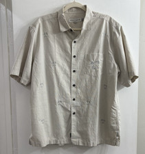 Quicksilver Mens Hawaiian Button Shirt Large Embroidered Palm Trees Y2K