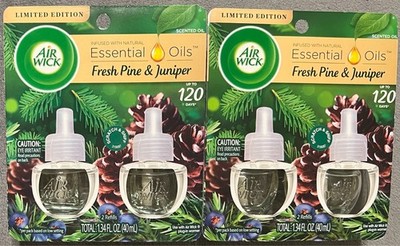 4 Count Air Wick Scented Oil Refills - Fresh Pine & Juniper - Christmas Holiday