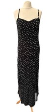 ASOS Black Polka Dot Dress Size 12 Sleeveless Midi Cotton Women’s