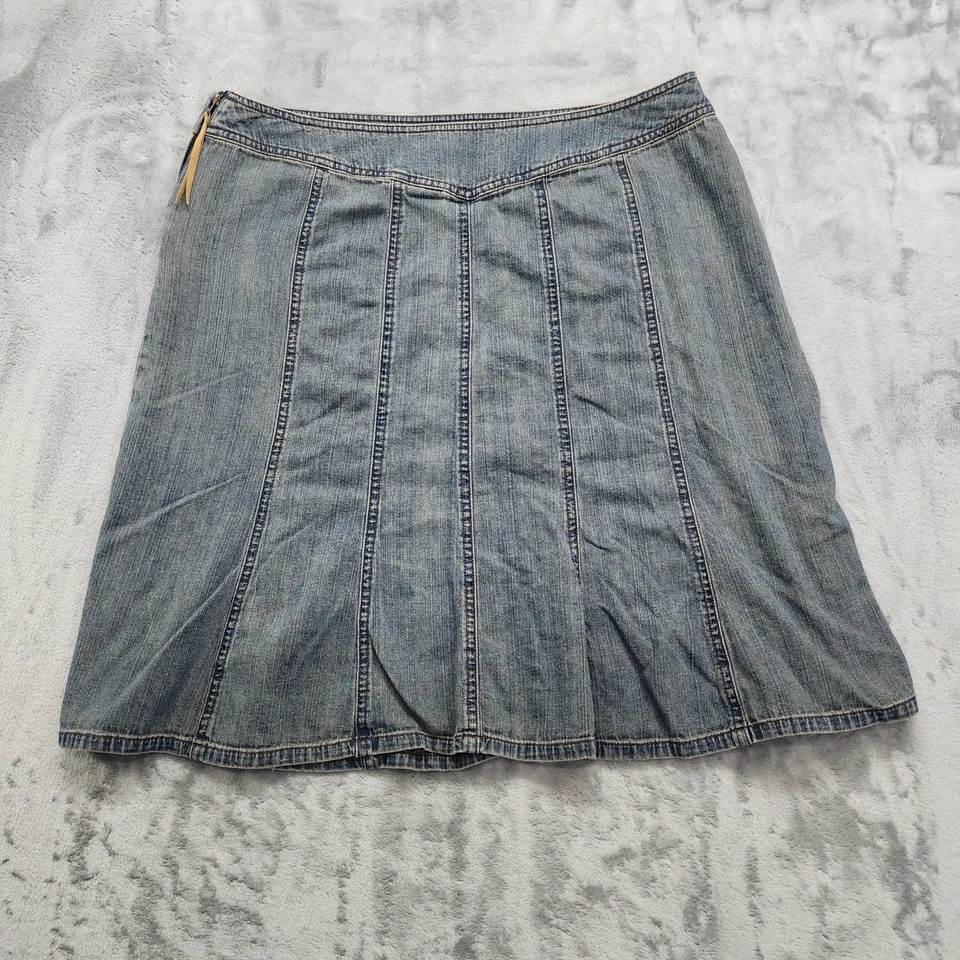 Falda vintage Sigrid Olsen para mujer 14 azul cambray denim con paneles dobladillo acampanado Foto 2 de 4