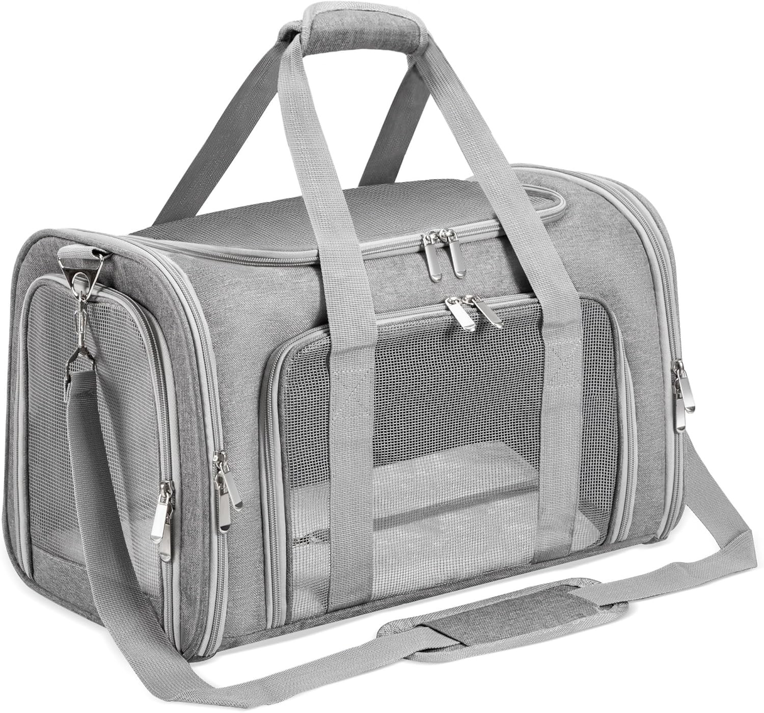 Pet Carrier, Soft Sided Collapsible Travel Dog Cat Shoulder Strap Removable Mat