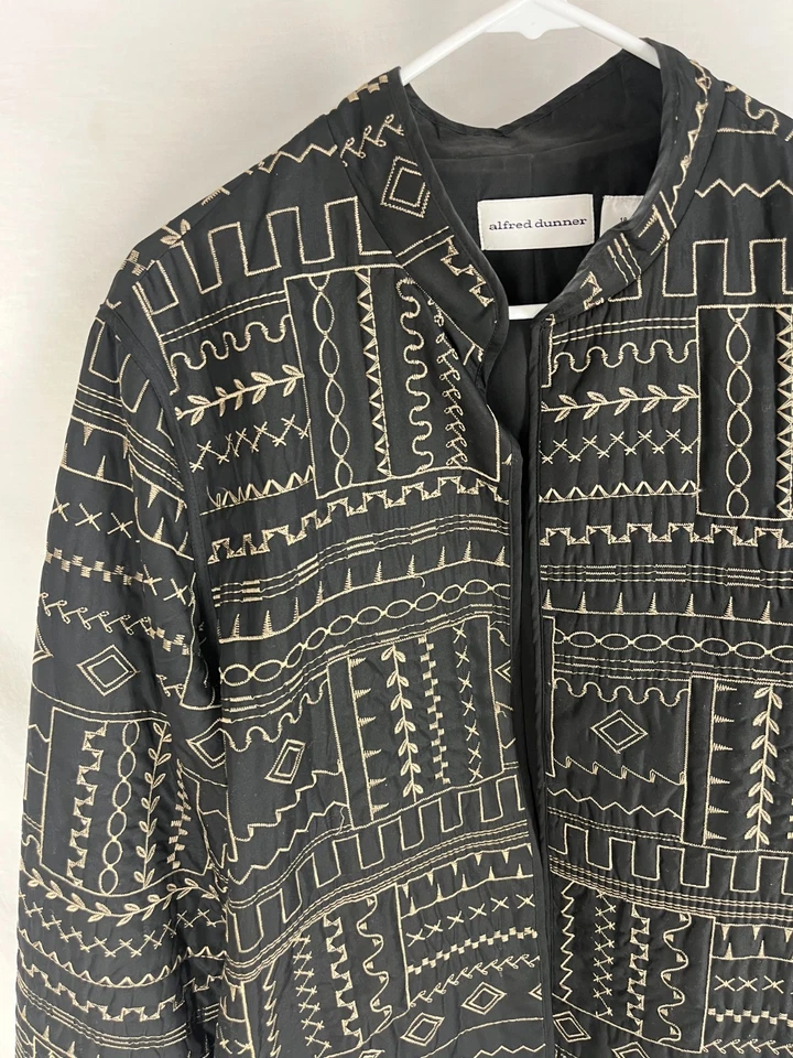 Куртка ALFRED DUNNER 18 черная открытая вышитая вычурная карьерная офисная тихая роскошная - Изображение 4 из 4