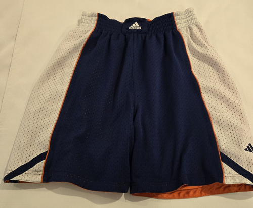 VTG Adidas Men's Reversible Basketball Shorts Orange Mesh White Navy XS-S - Picture 5 of 10