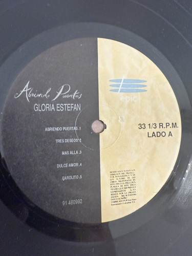 GLORIA ESTEFAN “ ABRIENDO PUERTAS “ EPIC-SONY 🎶LA PARRANDA 🎶VG+ VINYL - Picture 4 of 5