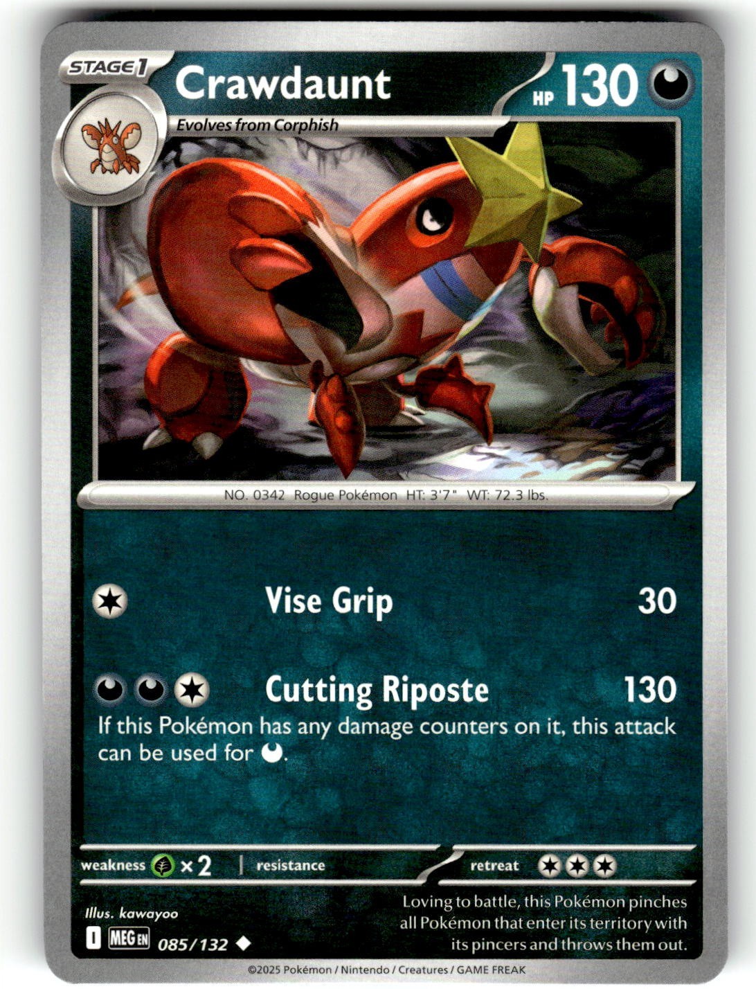 Pokemon 2025 ME01: Mega Evolution Crawdaunt 85/132