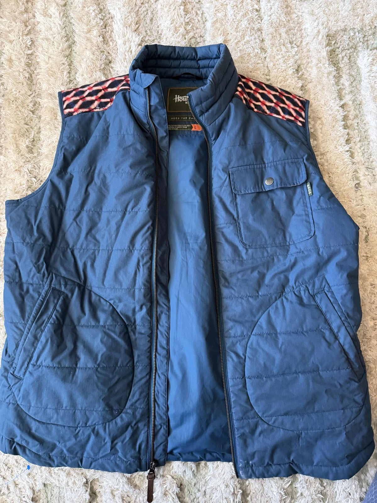 Howler Brothers Quilted Insulated Vest L Navy Blue Southwest Western Primaloft