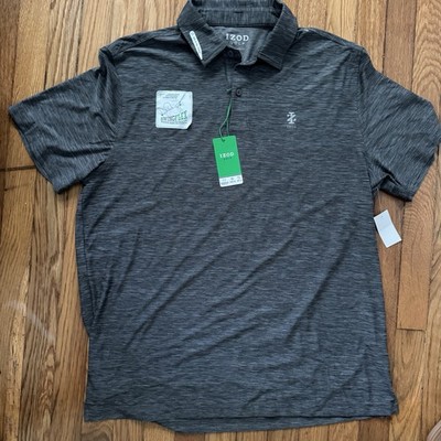 Izod Golf Shirt Men's L Gray Polo Swingflex Stretch Short Sleeve UPF 20 NWT
