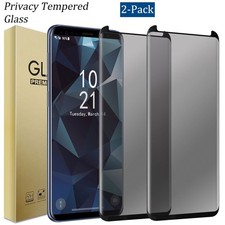 2X For Samsung Galaxy S8 S9 Plus Note8 9 Privacy Tempered Glass Screen Protector