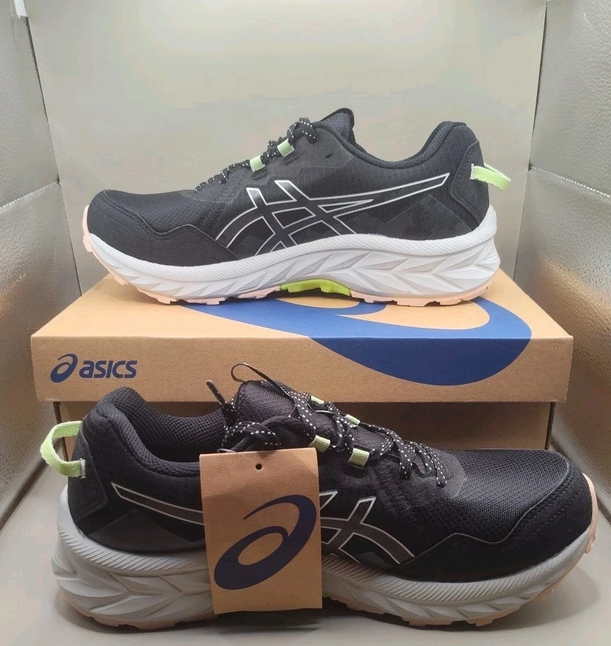 Asics Gel Venture 10 Womens Trail Runners Black / Whisper Green NWB Size 10 1/2