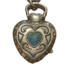 3" Pocket Keychain Watch Silver Colored Metal Blue Heart Shaped
