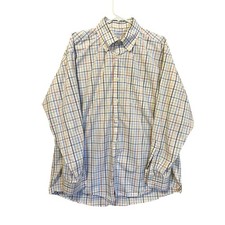 Alex Cannon Button Down Shirt Mens XXL White Multi Color Plaid Preppy Classic