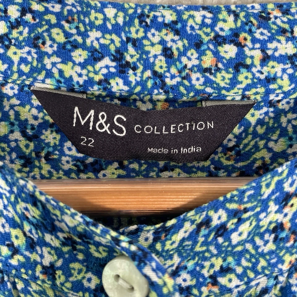 M&S Collection 3/4 Sleeve Blouse Blue Ditsy Floral Women’s Size Uk22 Floaty - Image 2 of 4