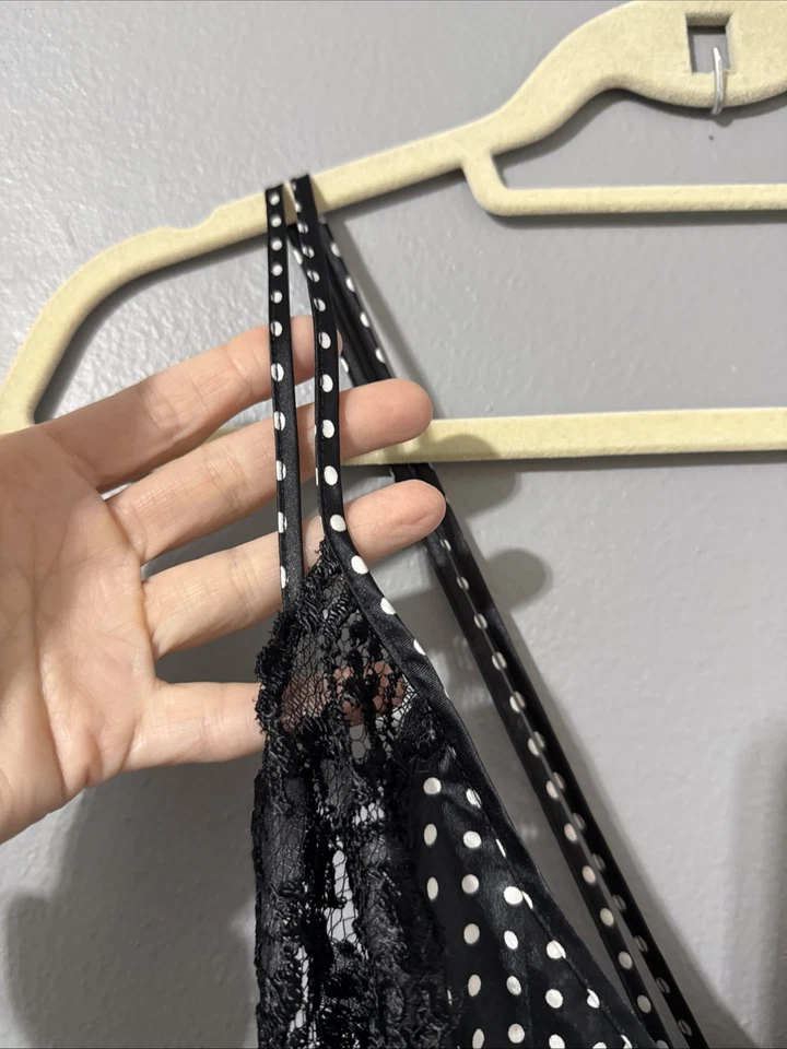 De Colección Y2K Lencería Babydoll Vestido Sin Mangas Satinado Encaje Recortes Laterales Rockabilly Pinup M Foto 4 de 4