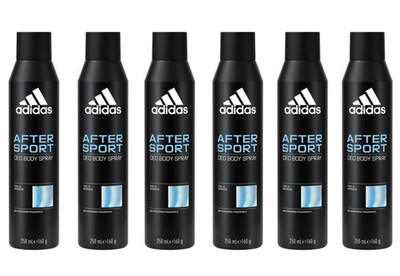 6x adidas After Sport Deodorant Deo Spray, 48H Schutz, 250ml