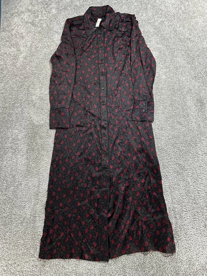 Vestido Camisa Midi Madewell Botón Frontal Mujer 2 Negro Floral Desnatado Calce Nuevo Foto 2 de 4