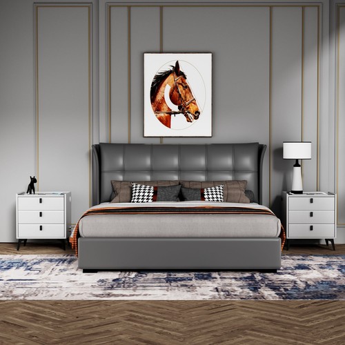 LED Bedside Table 3 Drawers Wireless Charging Side Cabinet White Nightstand Hfnp - Picture 4 of 20