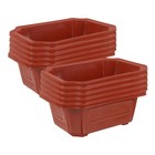10 Pcs Red Rectangular Plastic Bonsai Pots Vintage Style for Indoor Planting