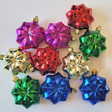 10 Multi-Pointed Stars with a Faceted Design Christmas Ornaments Shatterproof