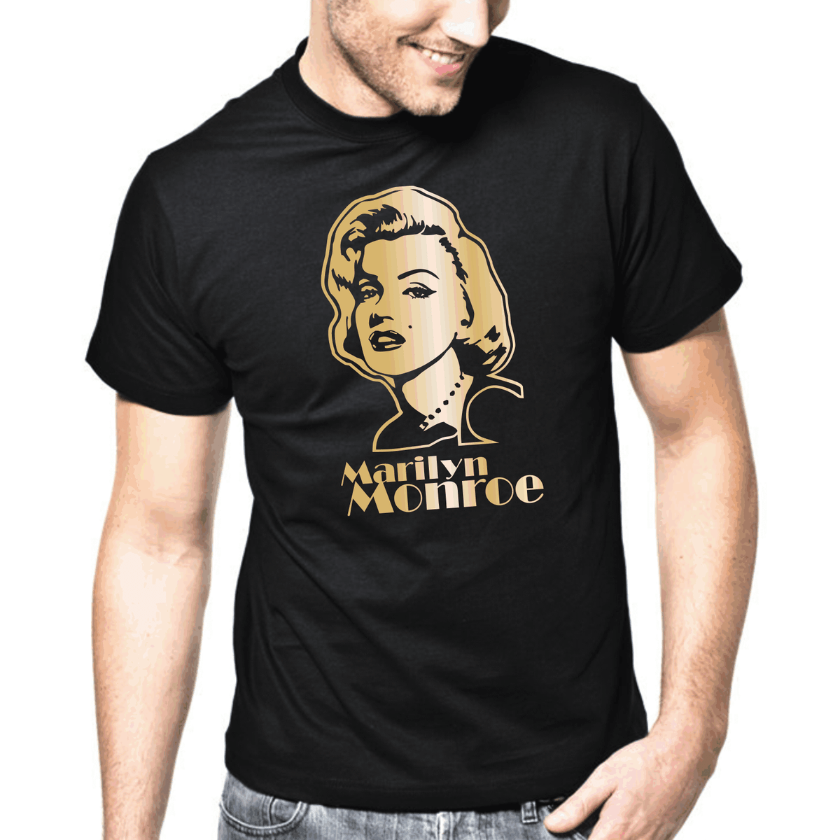 Marilyn Monroe Portrait Cult Icon Fan T-Shirt Retro Gold Metallic
