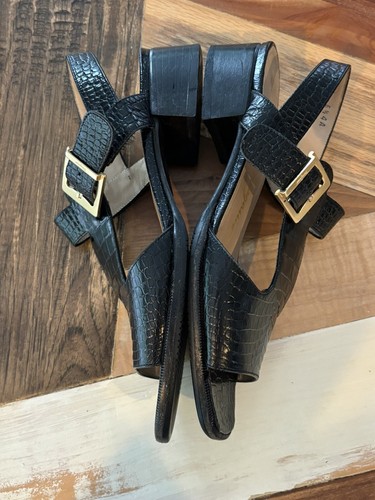 Salvatore Ferragamo Womens Black Leather Italy Open Toe Strappy Sandals Size 6.5 - Picture 9 of 10