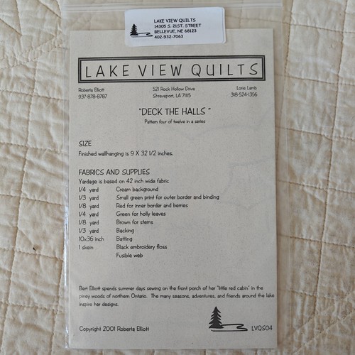 2001 Deck The Halls Poinsettia Christmas Seasonal Wall Quilt Pattern 9x32" - Picture 21 of 24