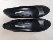 Vera Wang Lavender 9.5 or 41 Black Leather Open Toe Heels