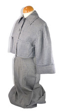 Bolero Jacket Skirt Set 1960s Vtg Jackie O Gingham Check Suit 26" Small Handmade
