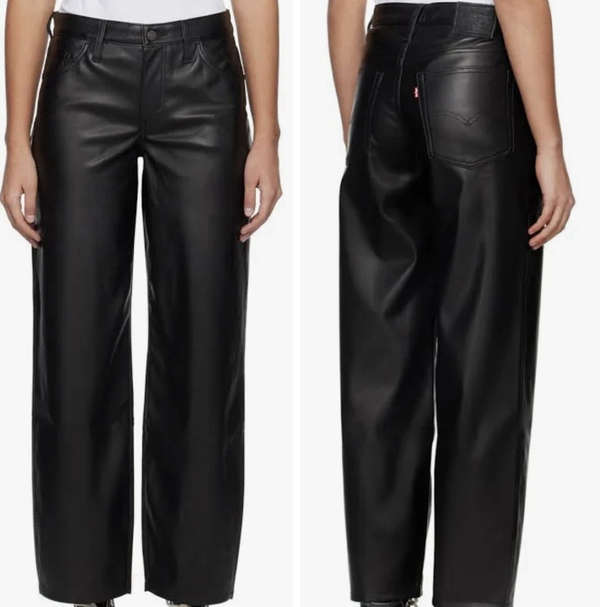 Levi's Baggy Dad Pants Womens Size 30X30 Black Faux Leather Mid