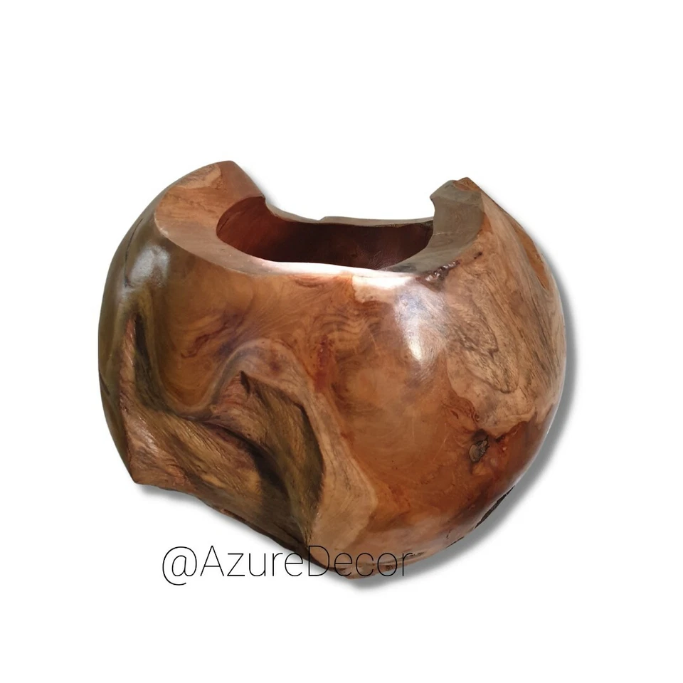 Abstract Teak Wood Vase - image 3 of 4
