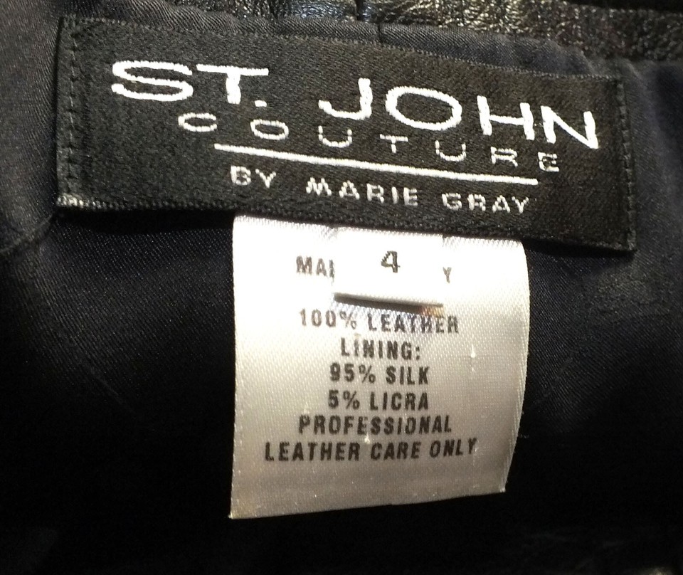 St. John Couture by Marie Gray Women's Black Leather Pants Sz. 4 Inseam ...