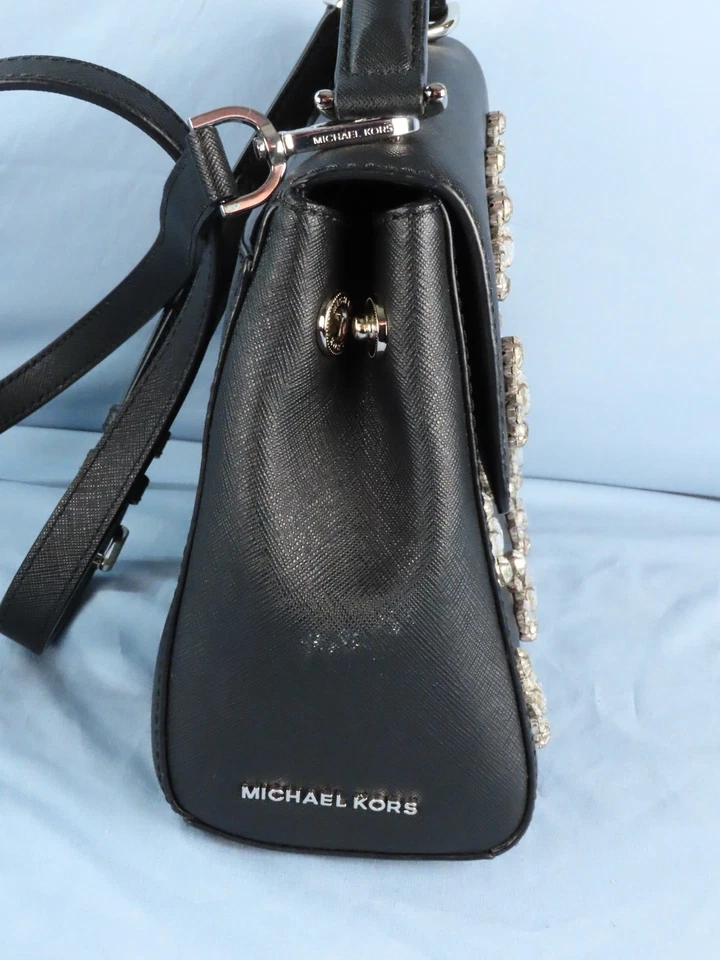 MICHAEL KORS Negro Cuero Saffiano AVA PEQUEÑO BOLSO MONEDERO Joyas/Plata Foto 4 de 4