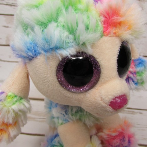Ty Beanie Boos Rainbow Poodle Dog 6" Tie Dye Bean Bag Plush - Picture 7 of 10
