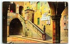 S01-6201, FIRENZE, ITALY, CORTILE E SCATA DEL BARGELLO, 100-year-old POSTCARD