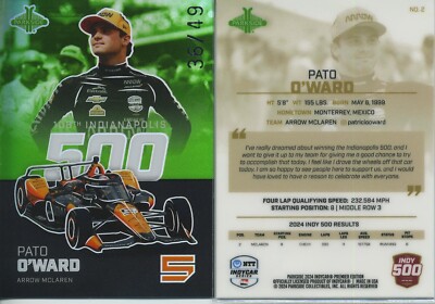 2024 Parkside Pacific  IndyCar / F1 Pato O'Ward /49  Green Foil Arrow McLaren