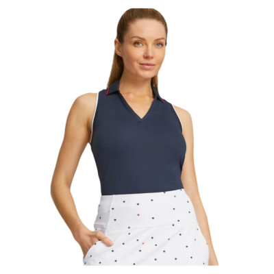 Puma Women's Volition American Sleeveless Rosie X Polo Shirt Navy Blue XL