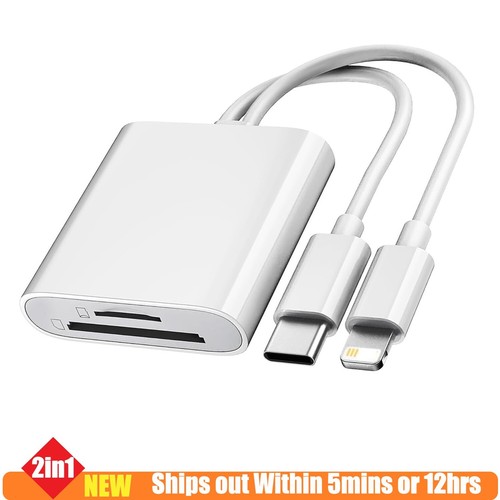 USB Type C Dual Card Slot Memory Card SD/TF Card Reader Camera Viewer Adapter - Picture 2 of 10