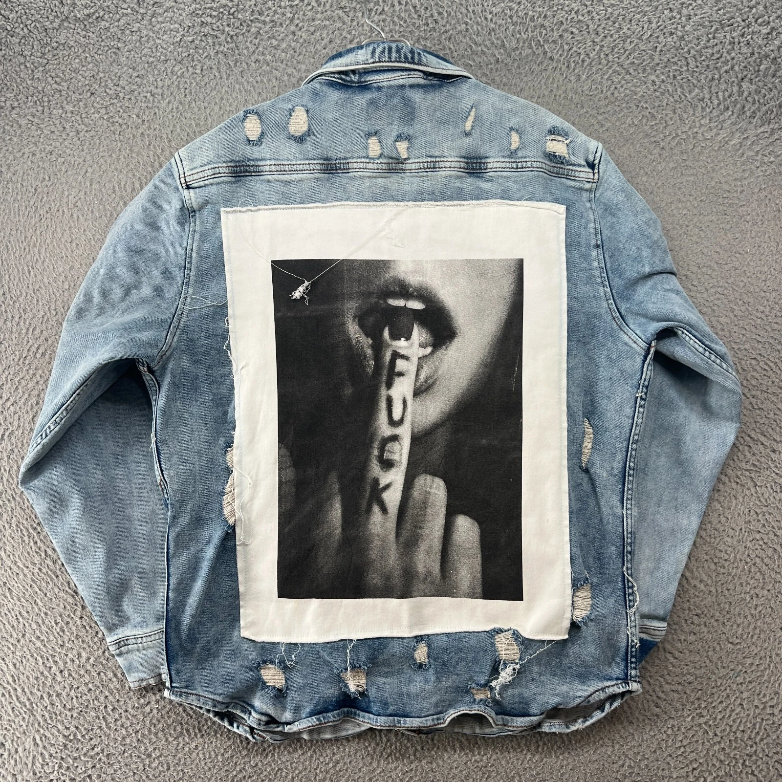 Maceoo Jacket Mens Extra Large Blue Denim Jean Pearl Snap Shacket Stretch *