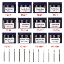 10-100pcs Dental FG Tungsten Carbide Burs Round Type For High Speed Handpiece