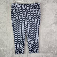 Womens Blue White Print Ann Taylor Factory Cropped Capris Pants Size 12